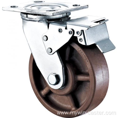 6'' Heavy Duty Plate Swivel High Temperature Caster With Brake